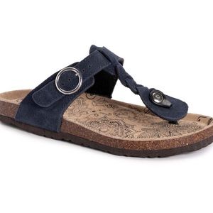 Muk Luks Marsha Terra Suede Sandals Dark Navy